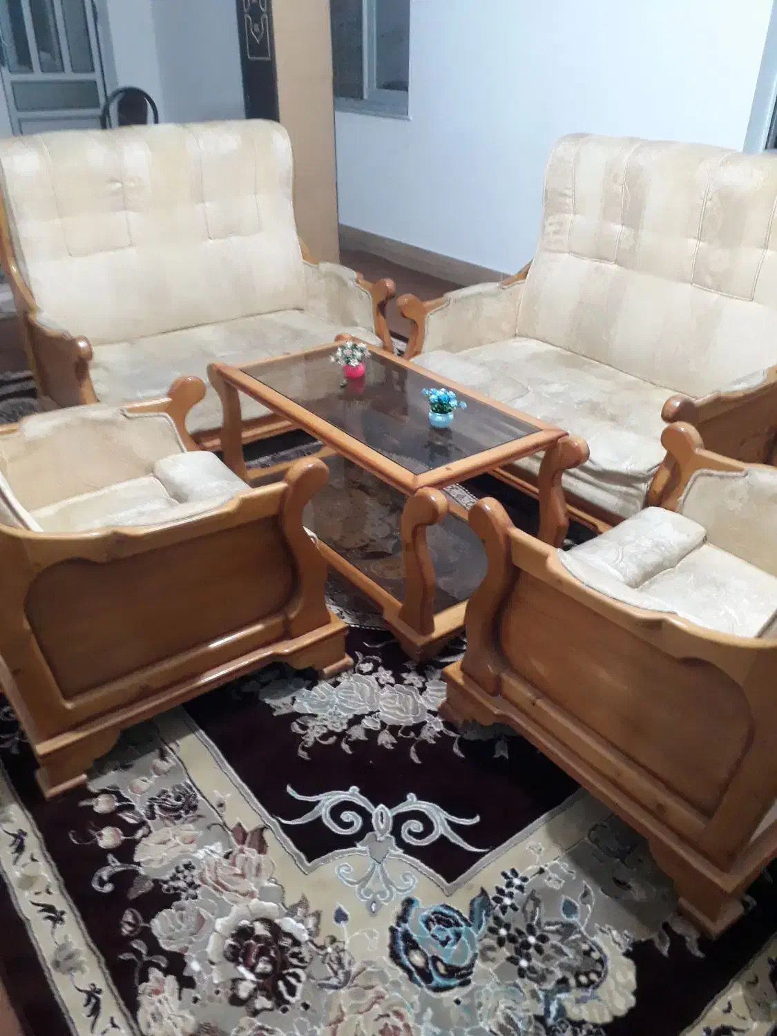 مبل چوبی ۷نفره|مبلمان خانگی و میز عسلی|بندر ترکمن, |دیوار