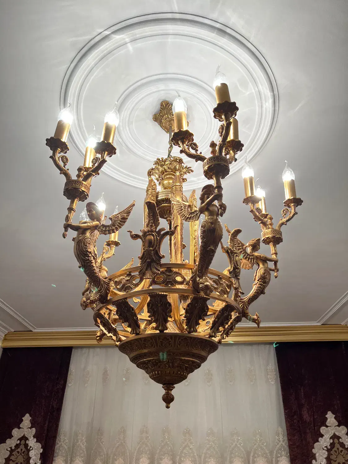 لوستر ۱۵شعله برنز ابکاری|لوستر و چراغ آویز|تهران, تهرانپارس غربی|دیوار