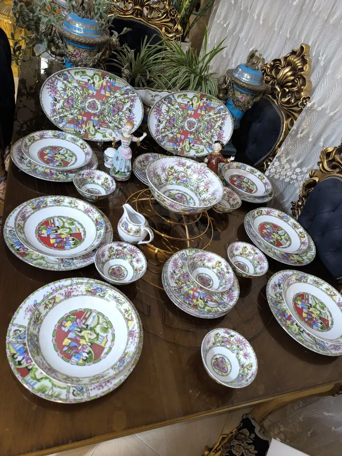 سرویس غذا خوری گل مرغی آنتیک|ظروف سرو و پذیرایی|تهران, شهرک خرازی|دیوار