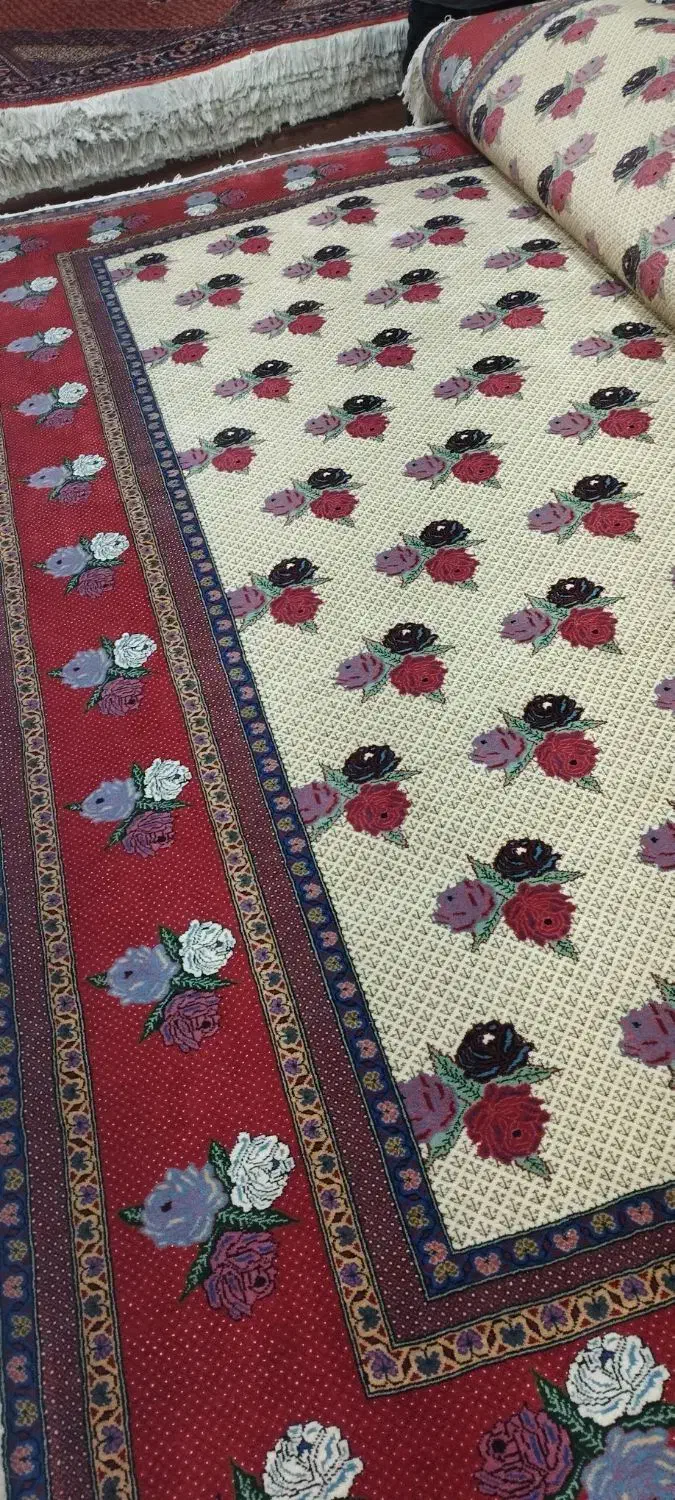 جفت 12متری نقشه رز بندی گل ابریشم|فرش|اردبیل, |دیوار