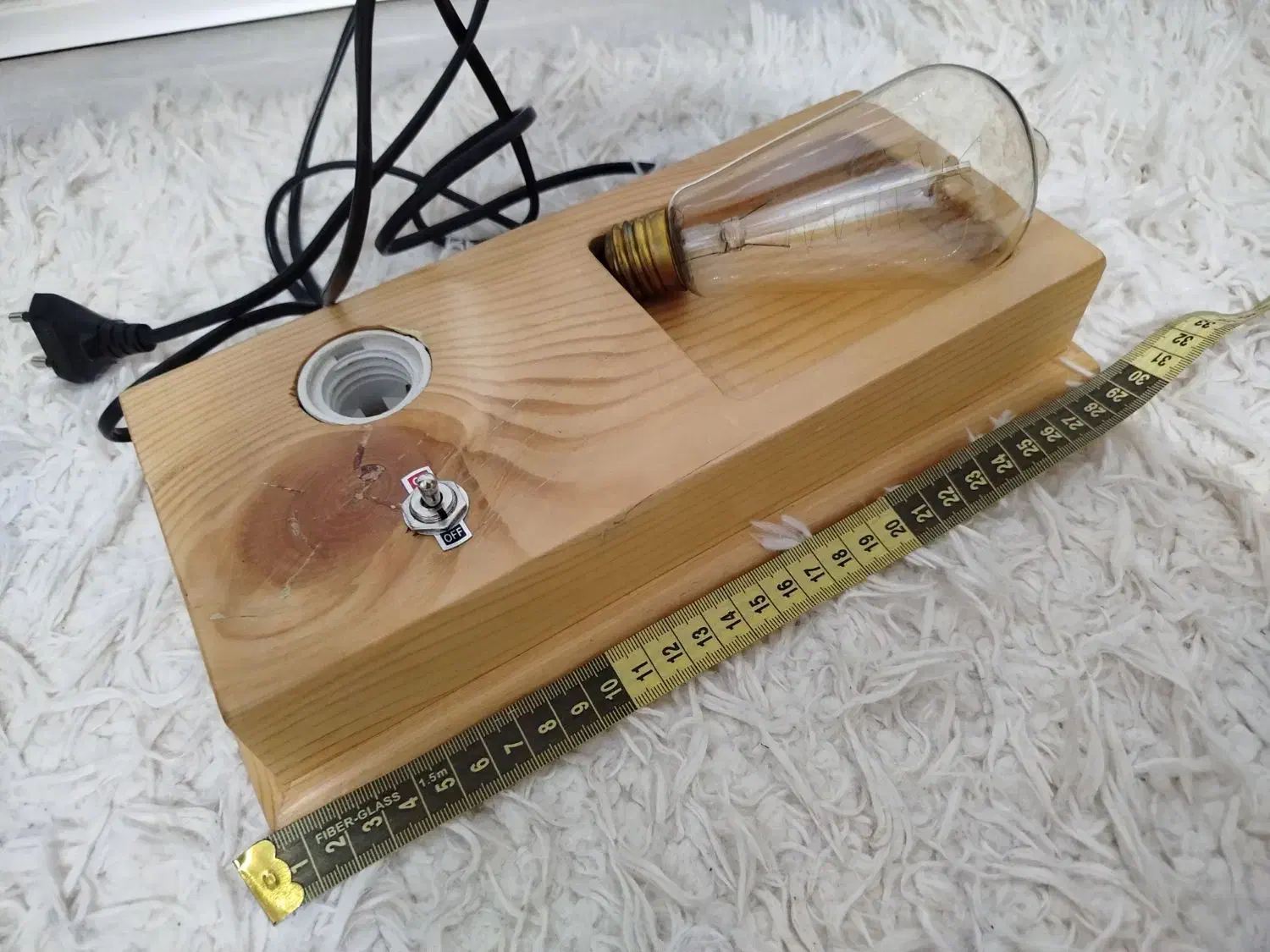 چراغ خواب چوبی ادیسونی|چراغ خواب و آباژور|کاشان, زیدی|دیوار