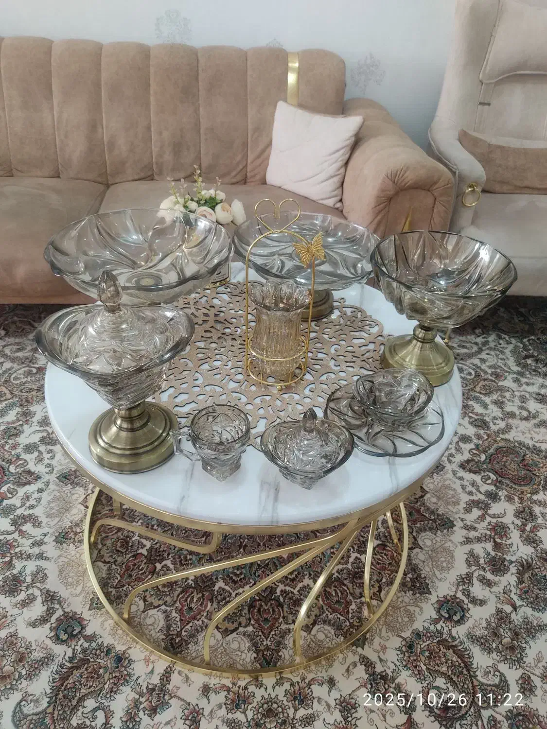 سرویس پایه فلزی شامپانی بوگاتی شیک|ظروف سرو و پذیرایی|همدان, |دیوار