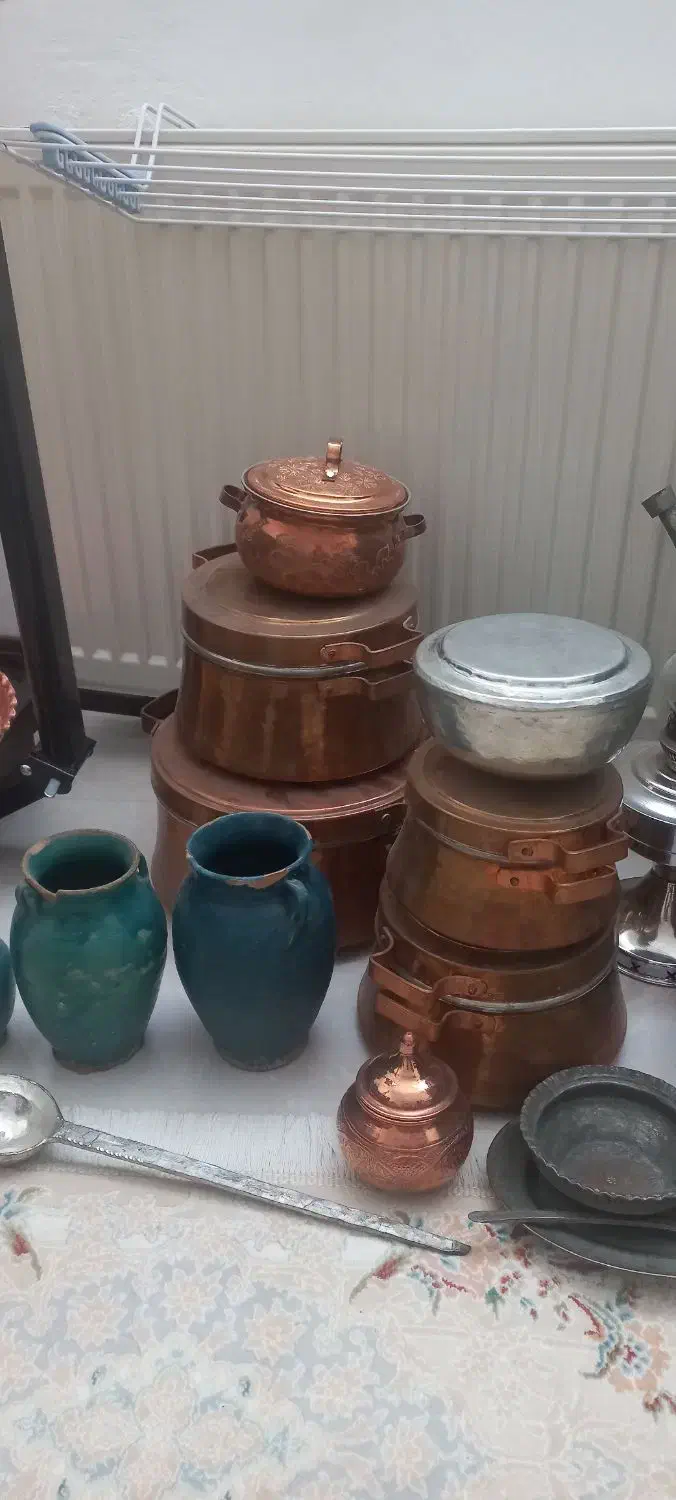 ظروف مسی قدیمی|کلکسیون اشیاء عتیقه|شهرضا, |دیوار