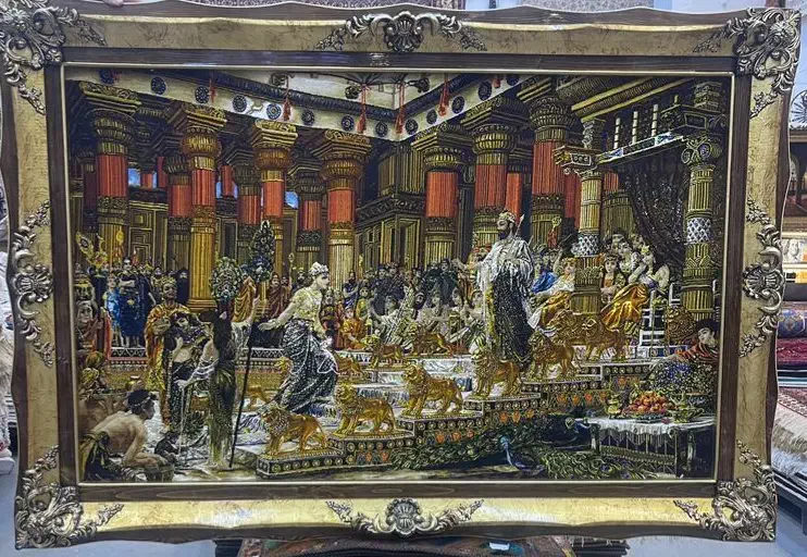 فرش دستباف (بساک)تابلو ملک سلیمان ۱۸۰ در ۱۲۰|فرش|مشکین‌دشت, |دیوار