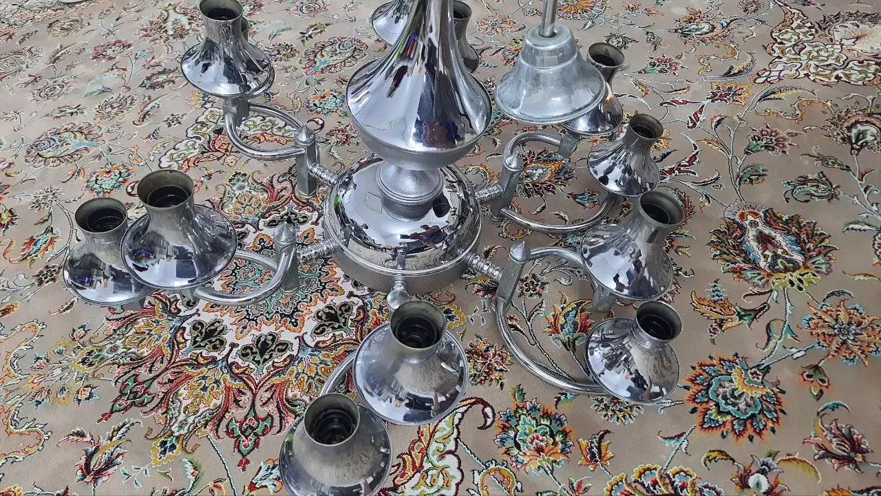 لوستر برنجی و استیل|لوستر و چراغ آویز|ری, منصوریه منگل|دیوار