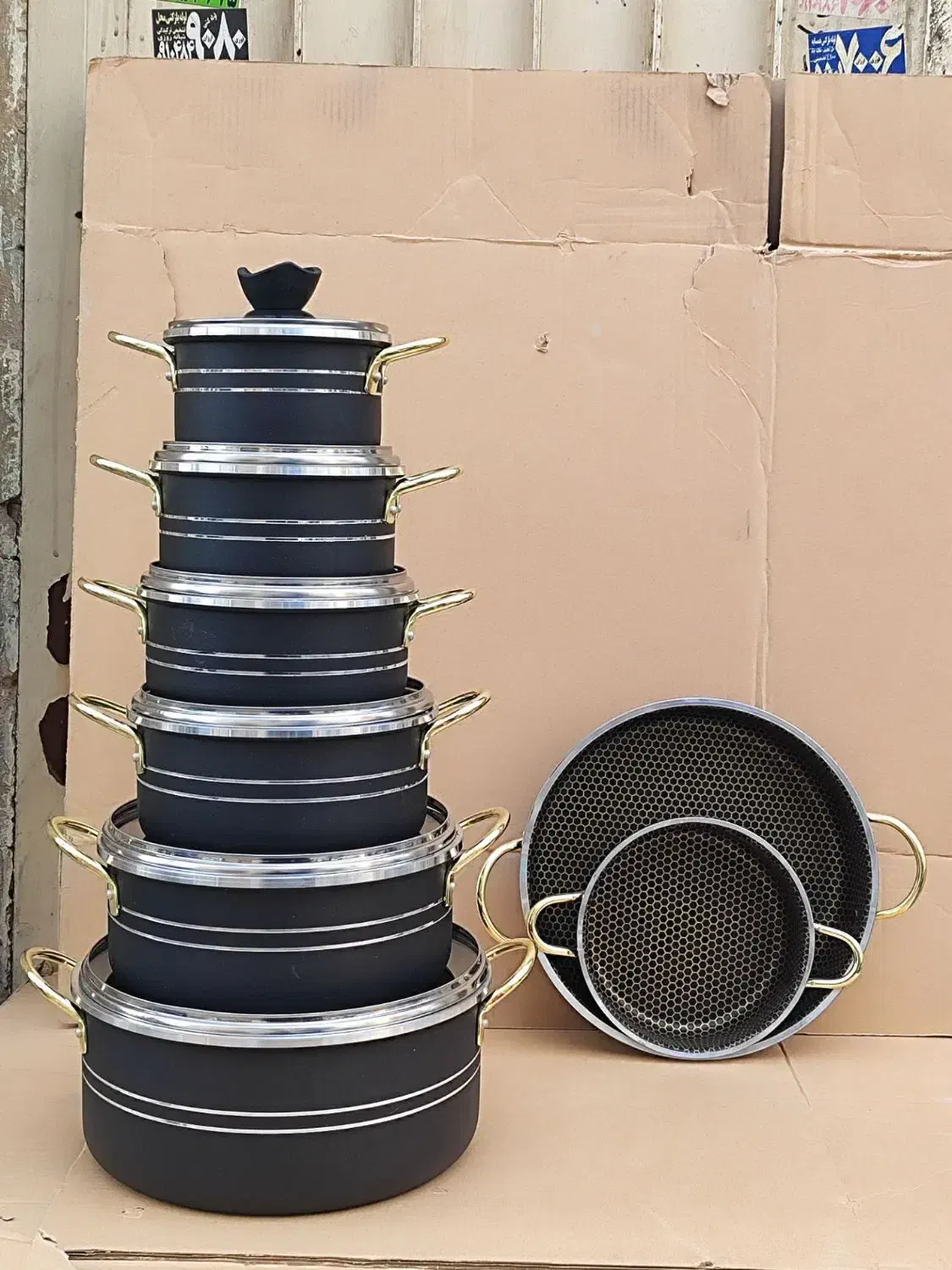 سرویس قابلمه 14 پارچه زنبوری|ظروف پخت‌وپز|آران و بیدگل, |دیوار