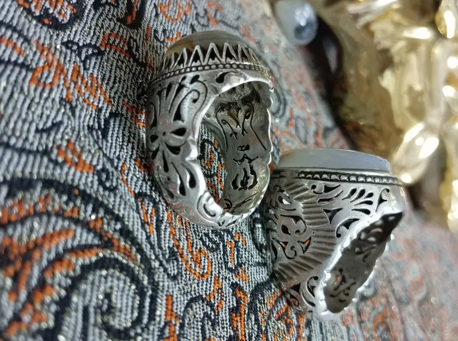 انگشتر شجر باباقوری هندی و قائن و نگین خالی مصور|جواهرات|مشهد, ابوذر|دیوار