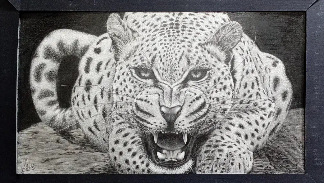 نقاشی غرش پلنگ|تابلو، نقاشی، عکس|لنجان, |دیوار