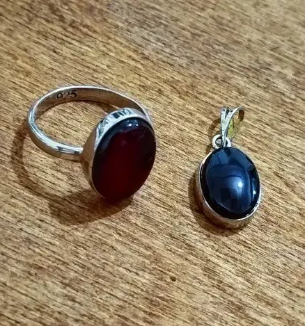 ست نقره عقیق سرخ سیاه زنانه دستساز|جواهرات|گرگان, |دیوار