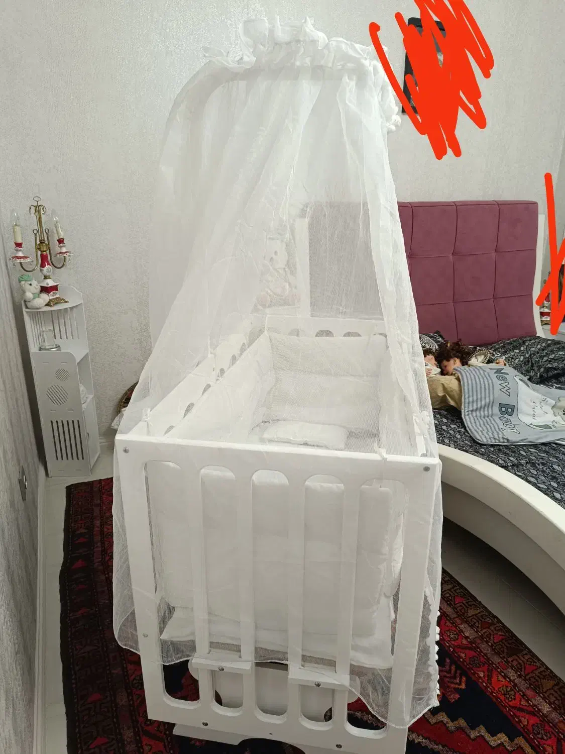 گهواره تخت چوبی نوزاد دوکاره|تخت و صندلی بچه|اردبیل, |دیوار