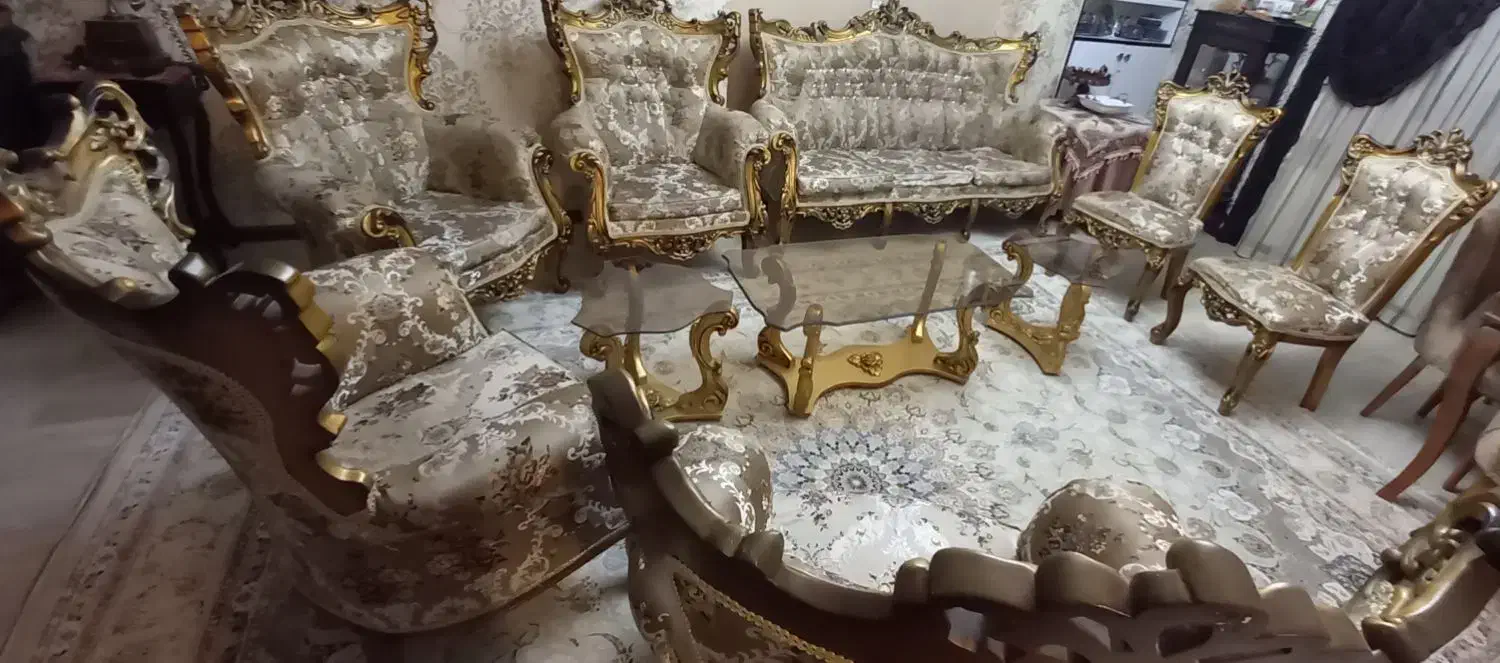 مبل سلطنتی ۹ نفره|مبلمان خانگی و میز عسلی|آستارا, |دیوار