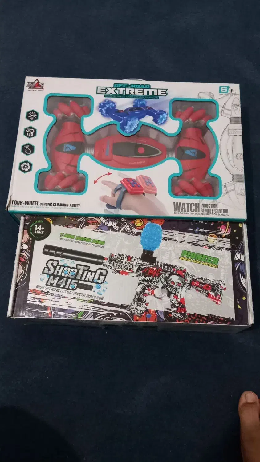 ماشین کنترلی چرخ کپسولی و تفنگ تیر ژله ای شارژی|اسباببازی|مشهد, هنرور|دیوار