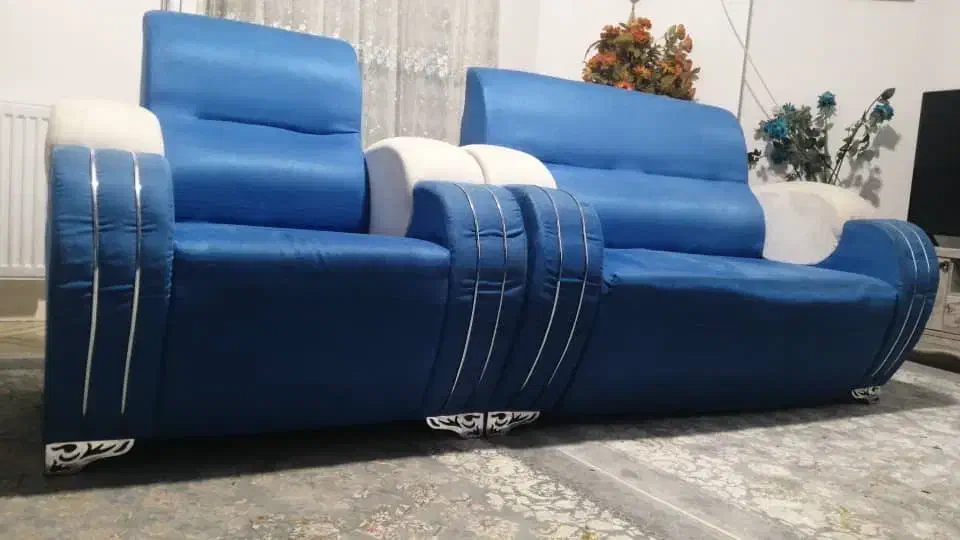 مبل هفت نفره سفید آبی|مبلمان خانگی و میز عسلی|شیراز, فضل‌آباد|دیوار