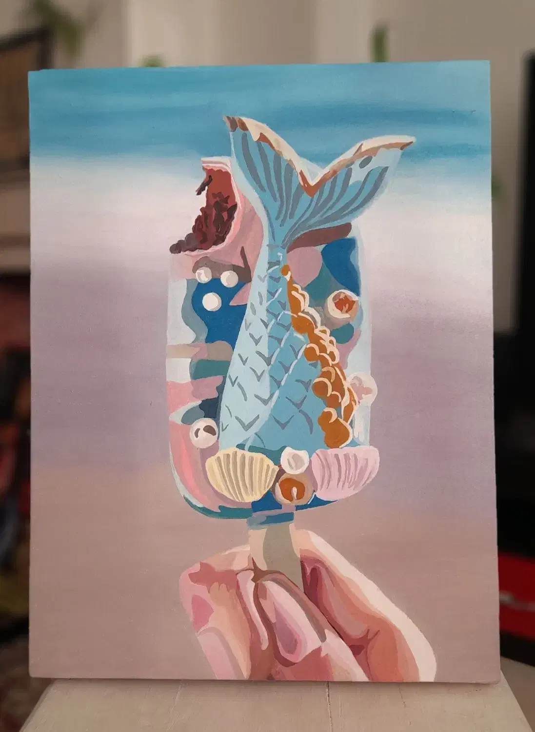 نقاشی گواش روی بوم A3|تابلو، نقاشی، عکس|مشهد, کوشش|دیوار