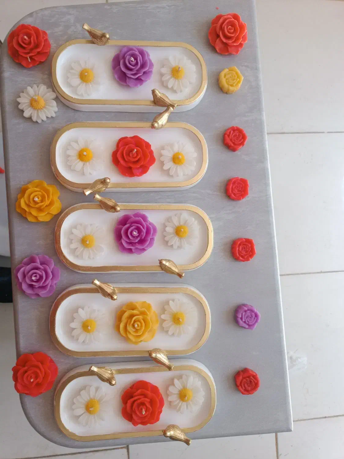 پک سه تایی شمع همراه با سینی ۵۰|صنایع دستی و سایر لوازم تزئینی|بیرجند, |دیوار