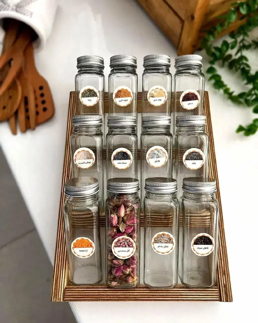 جاادویه مکارتی 12تایی با استند چوبی و لیبل|ظروف پختوپز|فسا, |دیوار