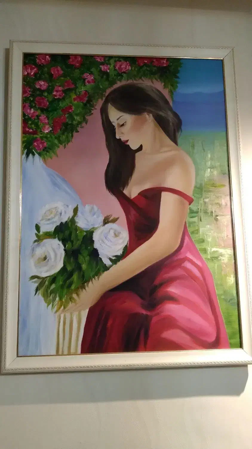 فروش تابلو رنگ روغن ۵۰*۷۰ با قاب سفید|تابلو، نقاشی، عکس|تهران, سازمان آب|دیوار