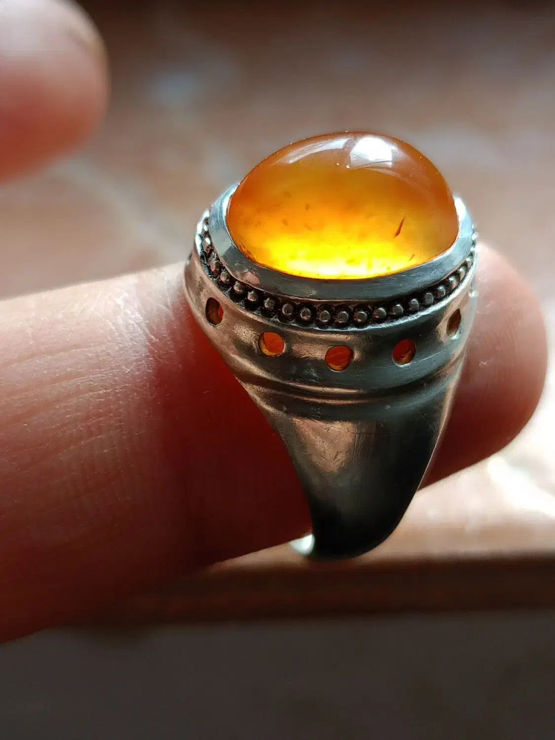 انگشتر عقیق یمنی پرتقالی مصور|جواهرات|اردبیل, |دیوار