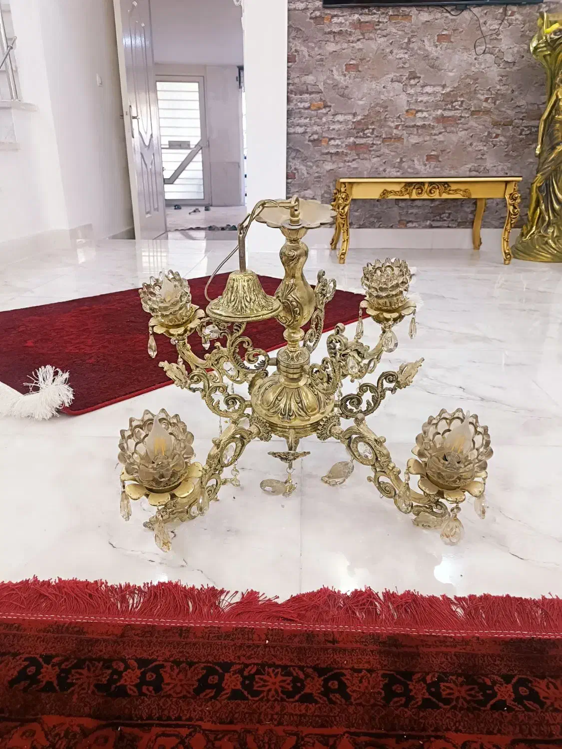 لوستر برنزی چهار شاخه طرح جدید|لوستر و چراغ آویز|سبزوار, توحیدشهر|دیوار