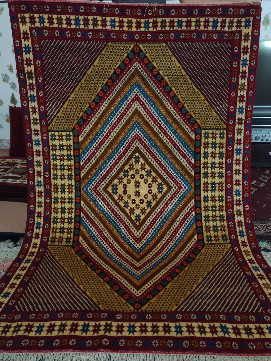 قالیچه پشتی گل ابریشم|پشتی|مشهد, طلاب|دیوار