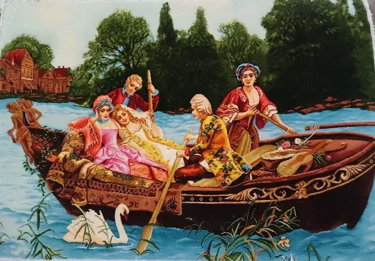 تابلو فرش دستبافت طرح قایق عشق|تابلو فرش|گنبد کاووس, |دیوار