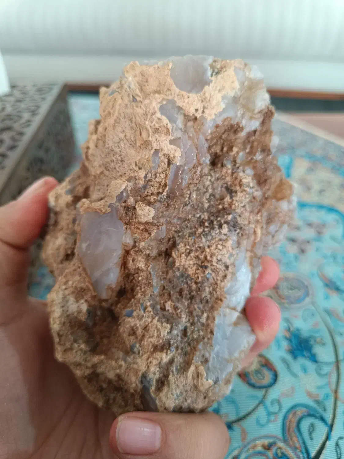 سنگ عقیق سفید و کبود ناب|جواهرات|تاکستان, |دیوار