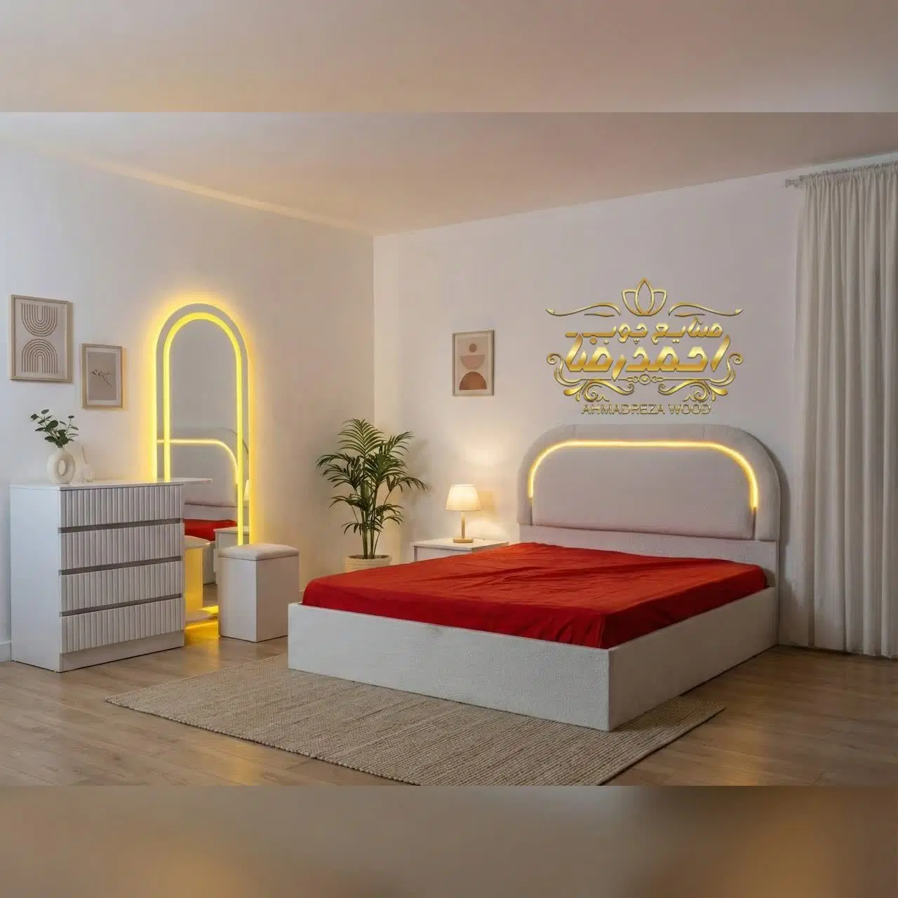 سرویس خواب دو نفره مینیمال تدی به همراه کفی تخت|تخت و سرویس خواب|تهران, خلازیر|دیوار