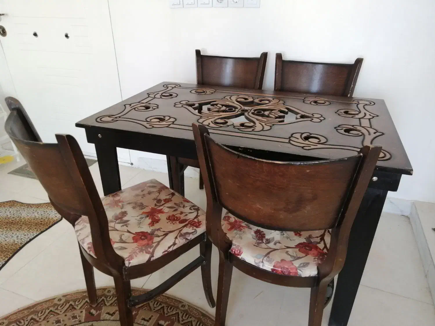 میز ناهارخوری چوبی چهار نفره|میز و صندلی غذاخوری|کرمانشاه, |دیوار