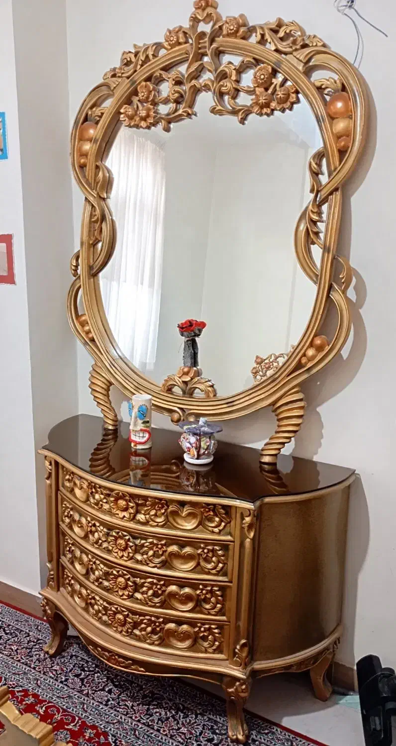 سرویس خواب دست ساز تمام چوب مدل سیندرلا با تشک|تخت و سرویس خواب|پرند, فاز ۵|دیوار