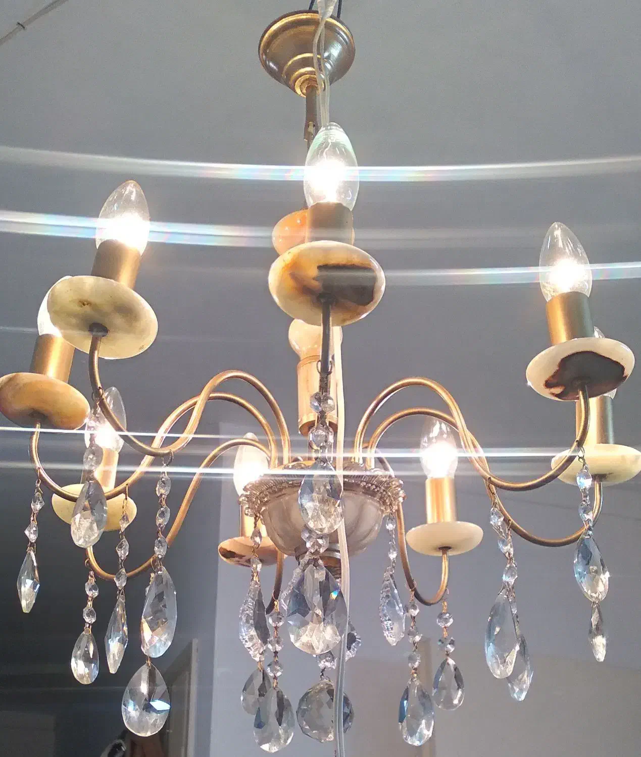 فروش لوستر برنج و سنگ|لوستر و چراغ آویز|ساری, |دیوار