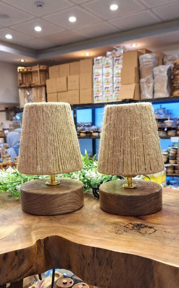 آباژور چوبی دست‌ساز مینیمال رومیزی|چراغ خواب و آباژور|سیرجان, |دیوار