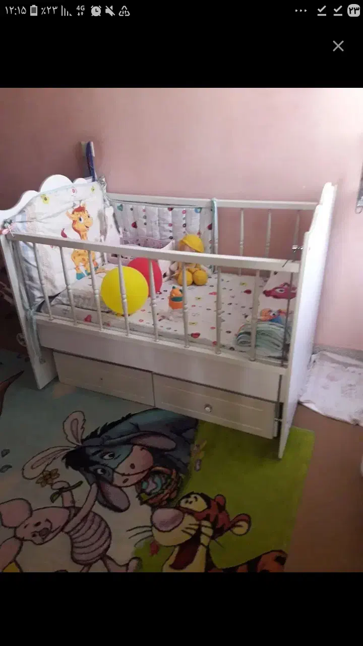 تخت گهواره ای ام دی اف روکش ملامینه|تخت و صندلی بچه|ری, علایین|دیوار