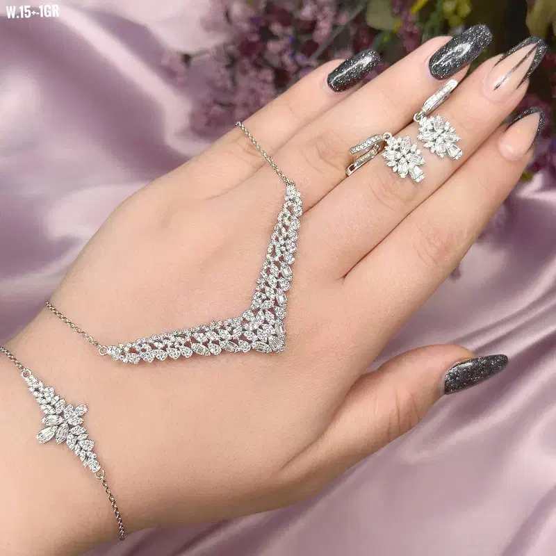 نیم ست نقره زنانه برلیان کد 093 قیمت 9397500 تومان|جواهرات|شیراز, گلستان|دیوار