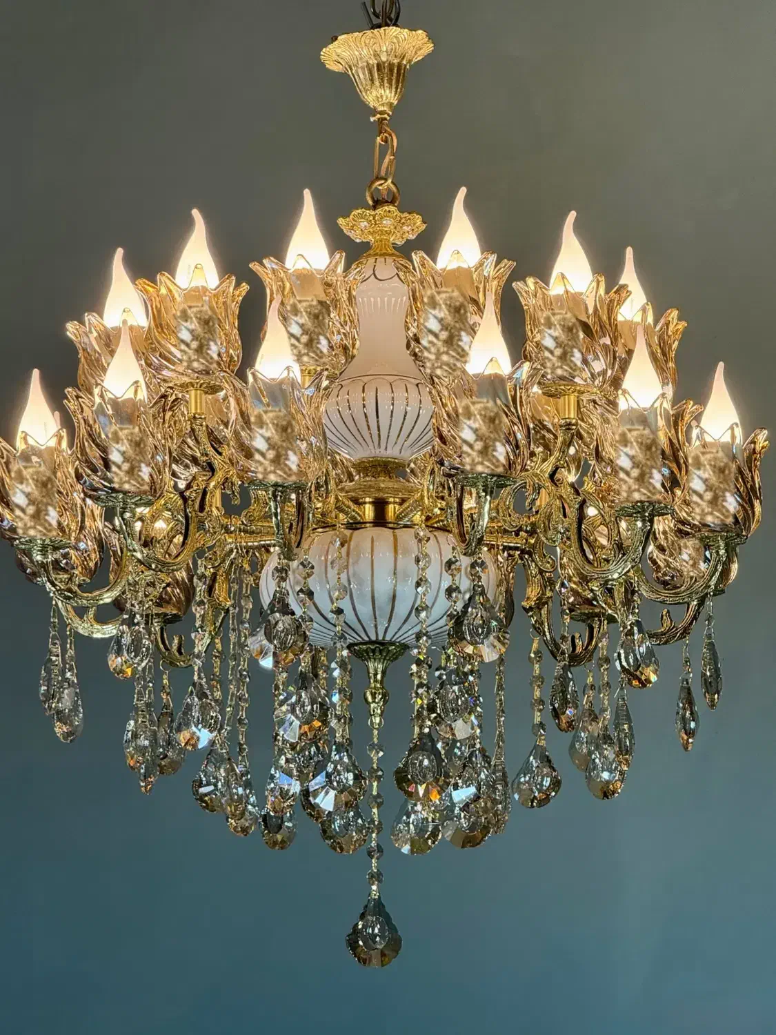 لوستر دوگل راه راه 20شعله/تعویض لوستر کهنه با نو|لوستر و چراغ آویز|تهران, نعمت‌آباد|دیوار