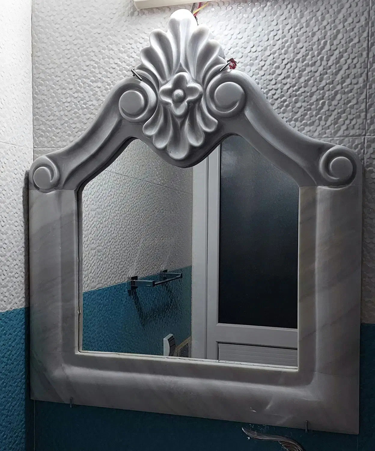 آیینه با قاب تمام سنگِ شمش،جنس سنگ اَزنا|آینه|تهران, افسریه جنوبی|دیوار