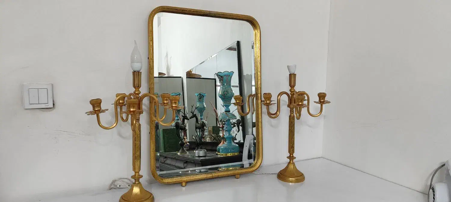 آینه شمدان برنزی|صنایع دستی و سایر لوازم تزئینی|مشهد, حسین‌آباد|دیوار