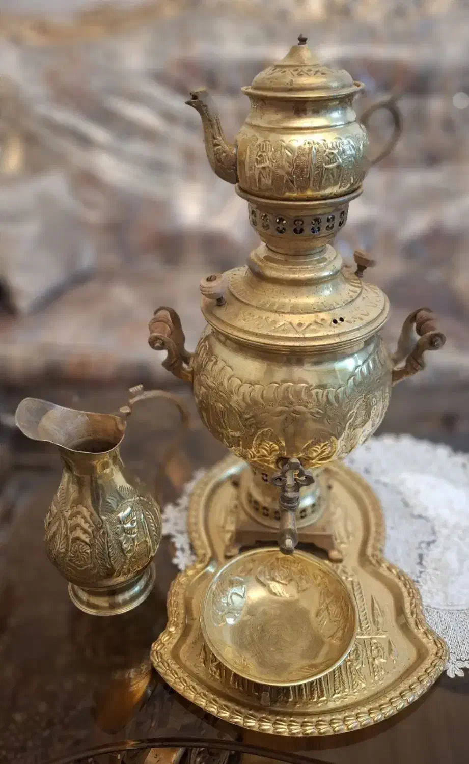 سماور زغالی برنز|سماور، چایساز، قهوهساز|بهار, |دیوار