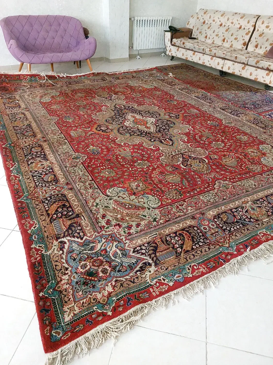 فرش اصل تبریز ۸۰ ساله عتیقه|فرش|تهران, دروس|دیوار