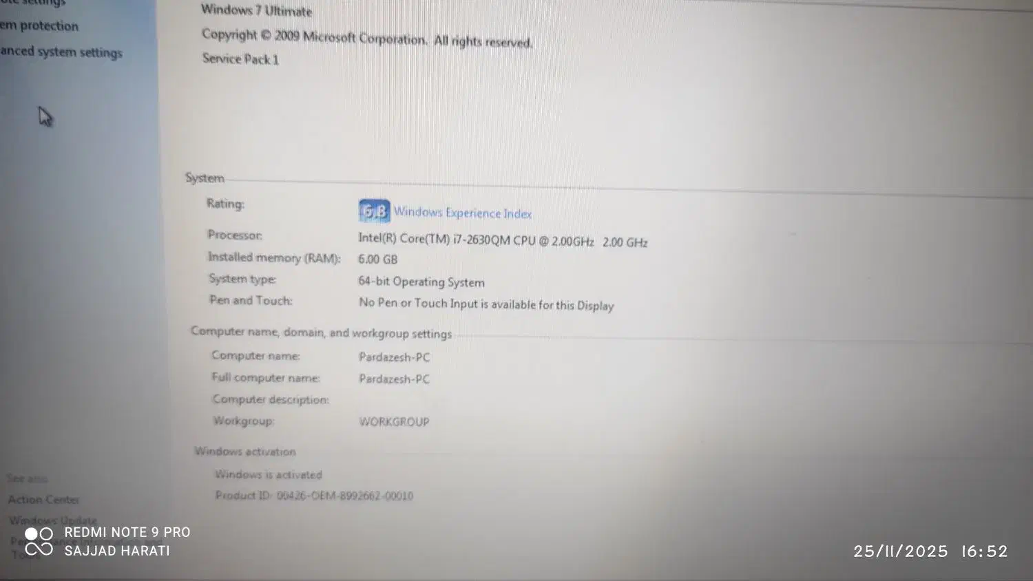 لبتاب اچ پی hp  CORi i7 گرافیک 2رم6|رایانه همراه|مشهد, همت آباد|دیوار