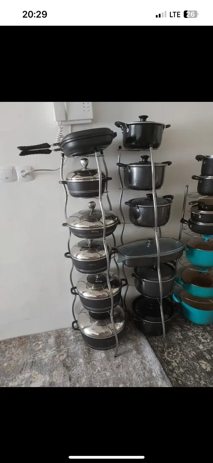 پایه نگهدارنده قابلمه ۶طبقه شانل موجی|آب‌چکان و نظم‌دهنده ظروف|بجنورد, |دیوار