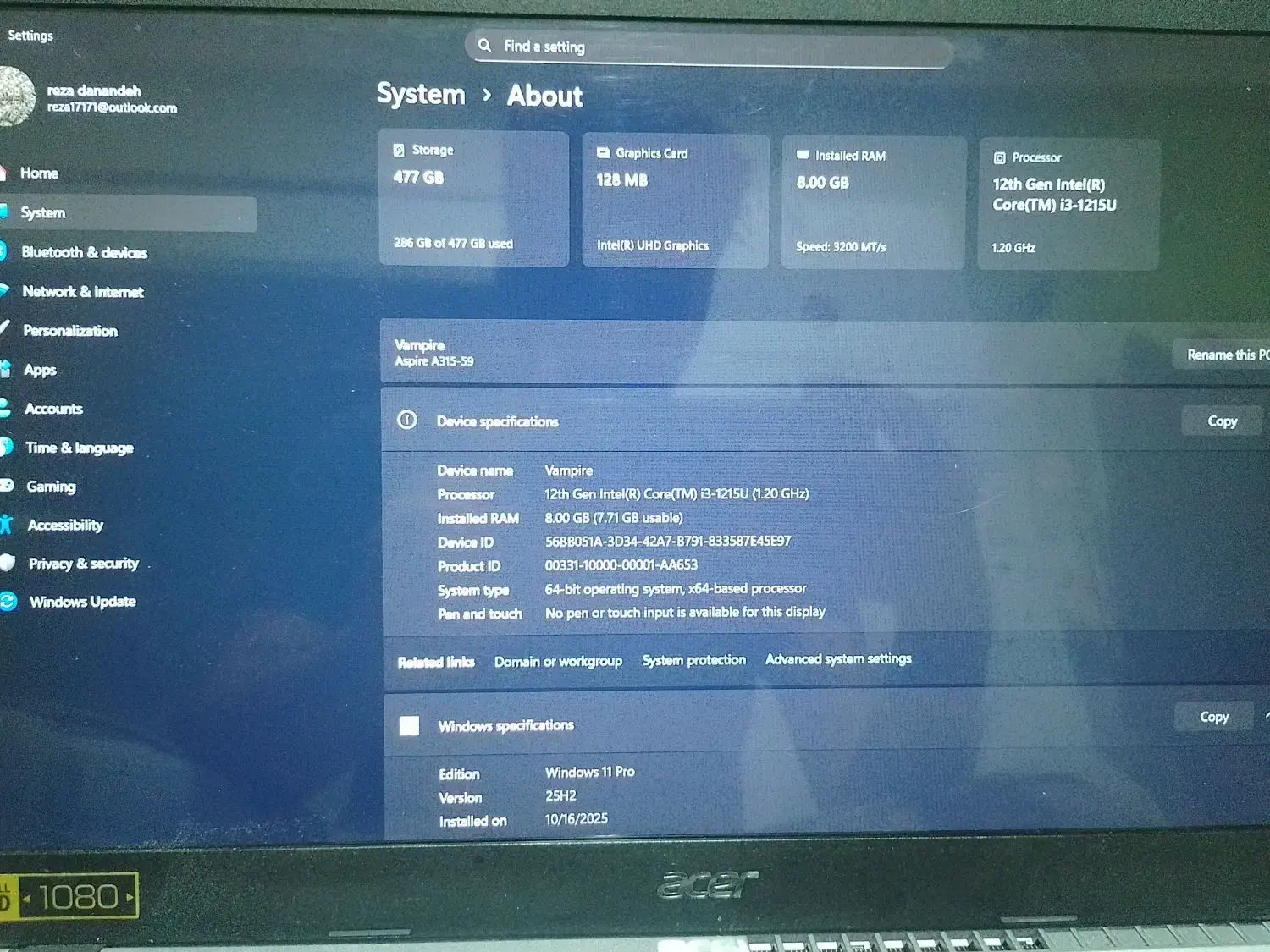 لب تاب acer همراه با فن|رایانه همراه|تبریز, |دیوار