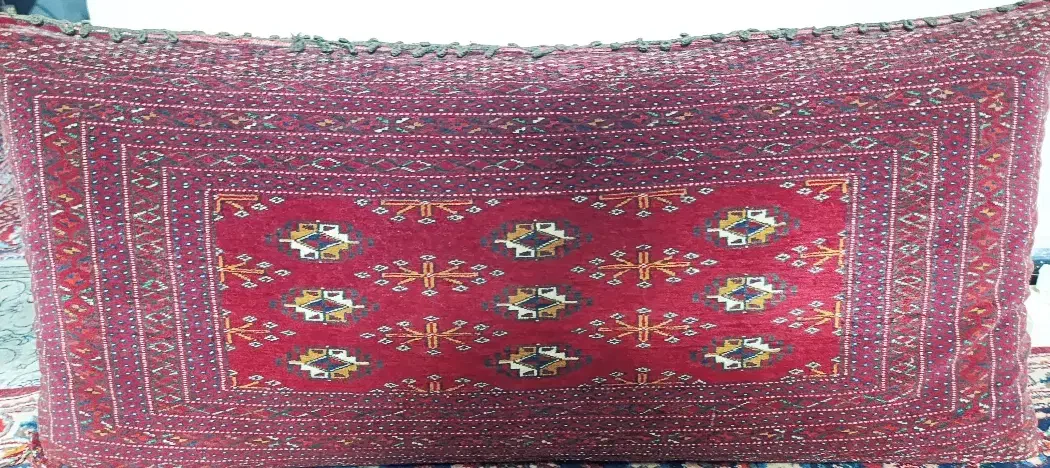 پشتی دست باف ترکمن قدیمی بزرگ|پشتی|مشهد, راه آهن|دیوار