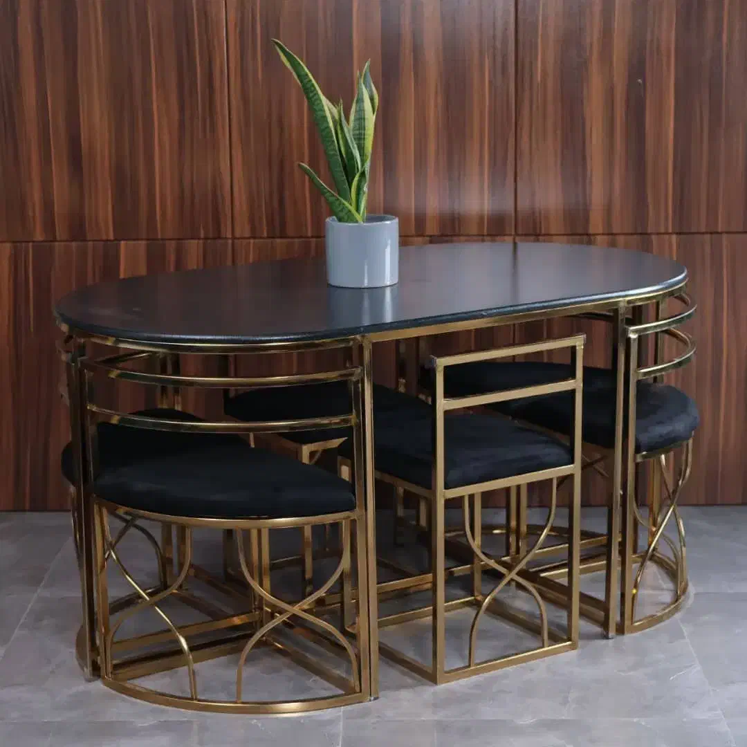 میز وصندلی غذاخوری فلزی ناهارخوری استیل ۶نفره بیضی|میز و صندلی غذاخوری|مرودشت, فاز دوم شهرک فرهنگیان|دیوار