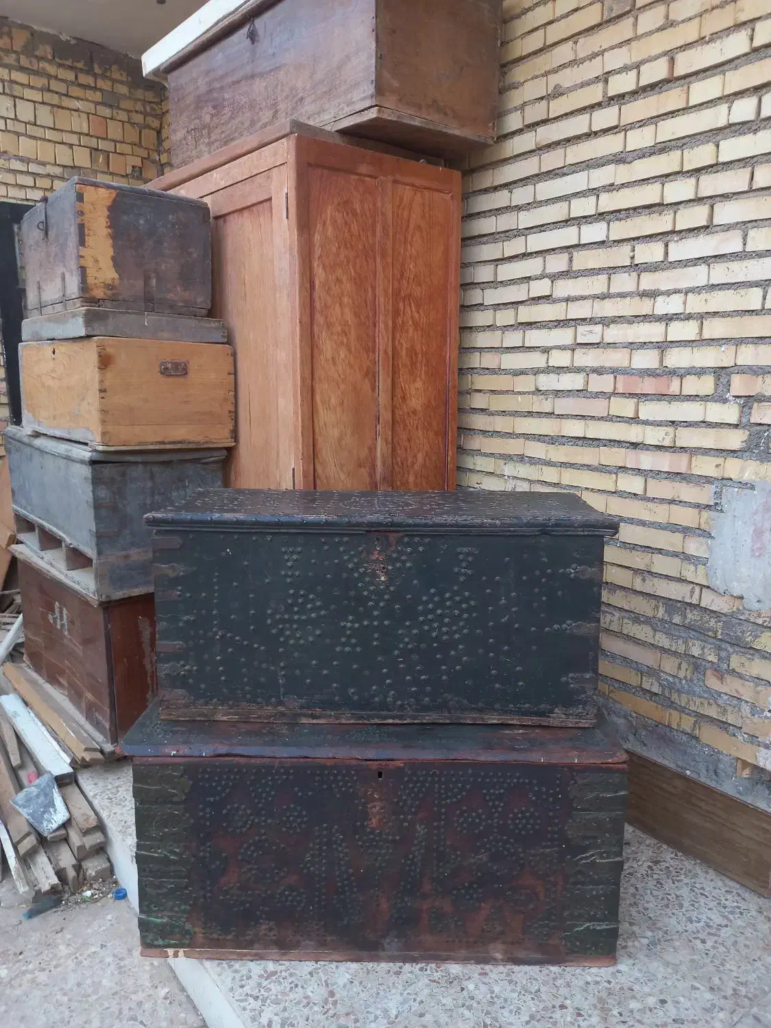 صندوق چوبی فوفل عتیقه قدیمی چوب هندی ۲۰۰ساله|کلکسیون اشیاء عتیقه|شیراز, دینکان|دیوار