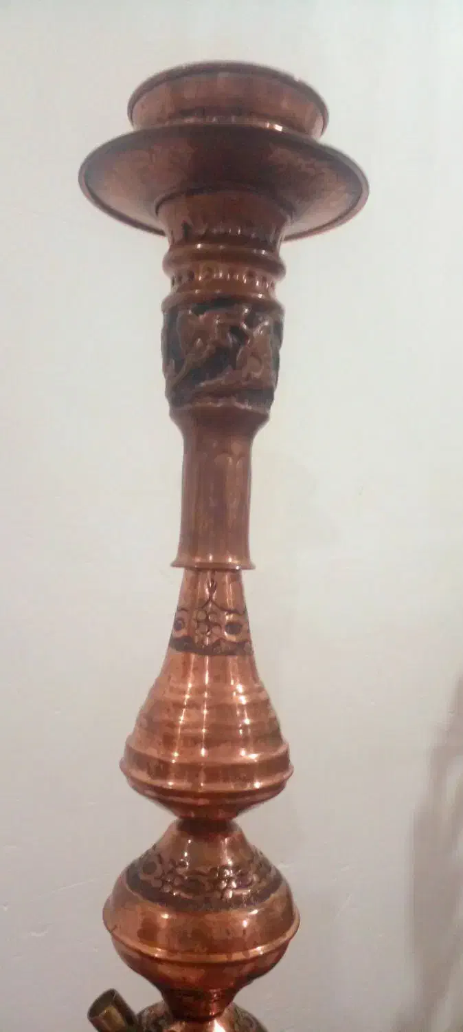 قلیان مسی هکاکی شده دست ساز|کلکسیون اشیاء عتیقه|بهشهر, |دیوار