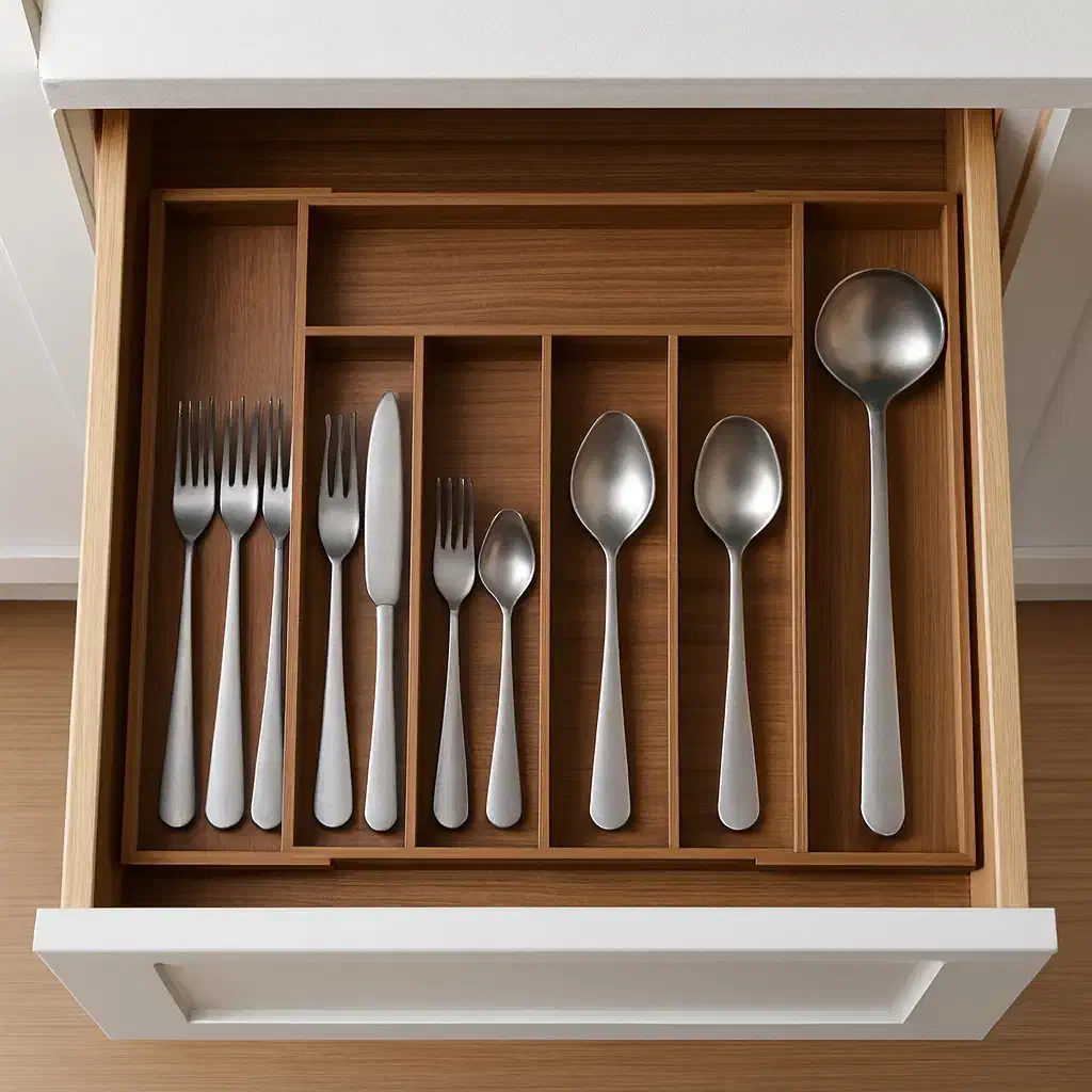 جاقاشقی چوبی کشویی ، داخل کشو رایکا|آبچکان و نظمدهنده ظروف|مشهد, سجادیه|دیوار