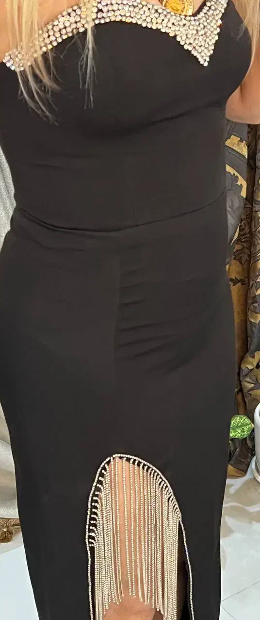 پیراهن مشکی .سایز۳۶.سنگ دوزی شده اصلا پوشیده نشده|لباس|نسیمشهر, |دیوار