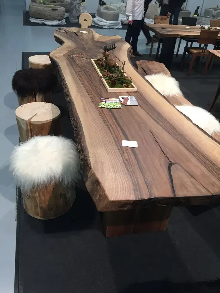 میز نهار خوری اسلب چوب طبیعی روستیک|میز و صندلی غذاخوری|بندر انزلی, جزیره|دیوار