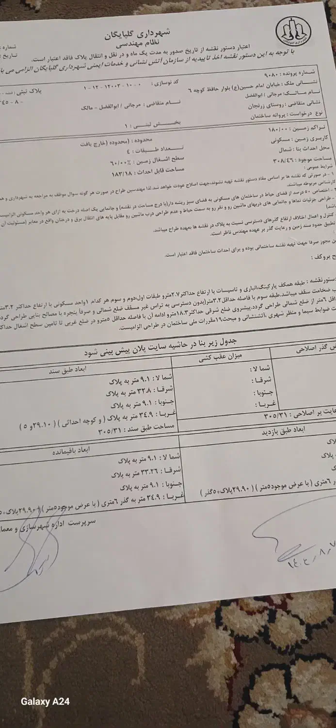 زمین مسکونی 305متر بلوار حافظ کوچه 6بردوم|فروش زمین و ملک کلنگی|گلپایگان, |دیوار