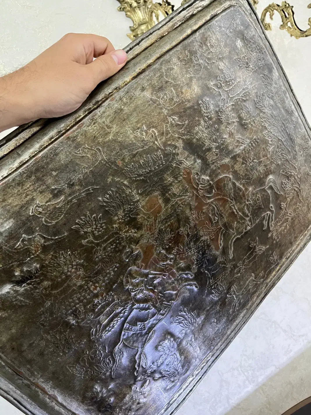 سینی قلم زنی/مجمع مسی|کلکسیون اشیاء عتیقه|تهران, کاج|دیوار